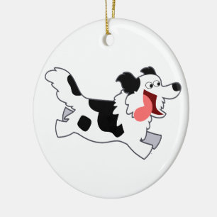 Cute Running Tecknad Gräns Collie Ornament