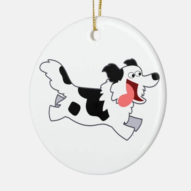 Cute Running Tecknad Gräns Collie Ornament (Vänster)