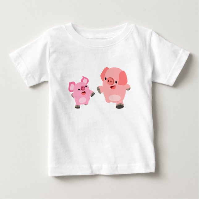 Cute Running Tecknad Grisar Baby T-Shirt (Framsida)