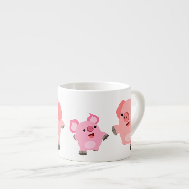 Cute Running Tecknad Grisar Espressomugg (Framsida höger)
