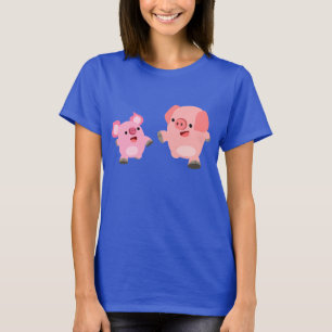 Cute Running Tecknad Grisar Women T-Shirt