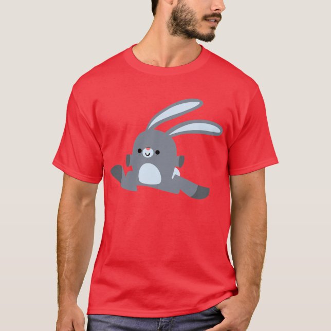 Cute Running Tecknad Rabbit T-Shirt (Framsida)