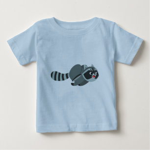 Cute Running Tecknad Raccoon Baby T-Shirt