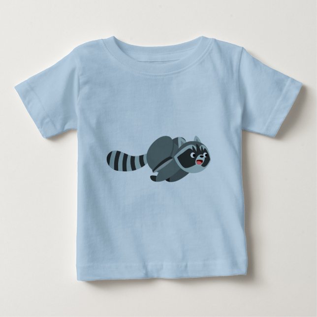 Cute Running Tecknad Raccoon Baby T-Shirt (Framsida)