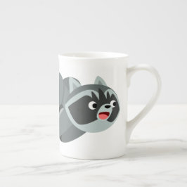 Cute Running Tecknad Raccoon Benporslin Mugg