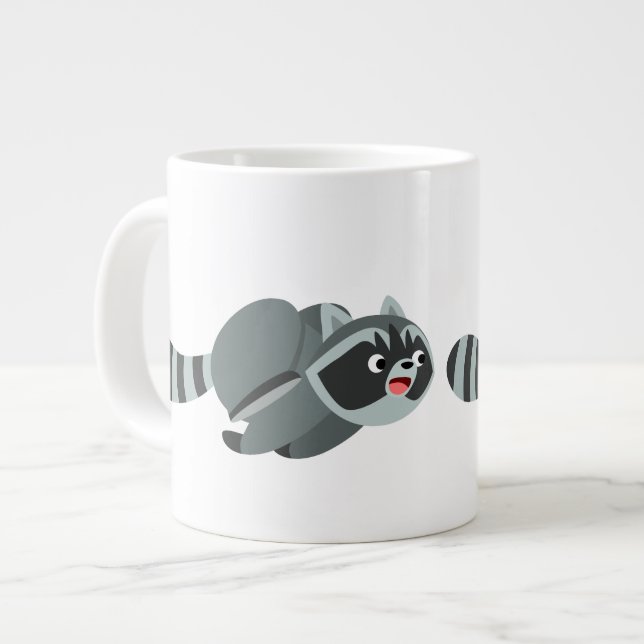 Cute Running Tecknad Raccoon Jumbo Mugg (Framsida vänster)