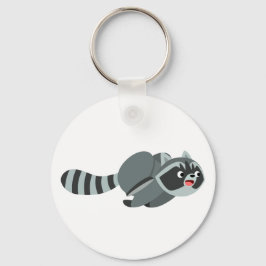 Cute Running Tecknad Raccoon Nyckelring