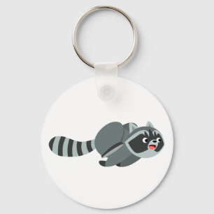 Cute Running Tecknad Raccoon Nyckelring