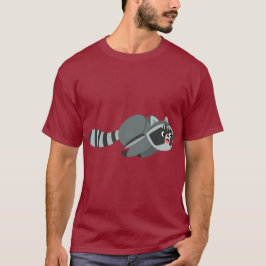 Cute Running Tecknad Raccoon T-Shirt