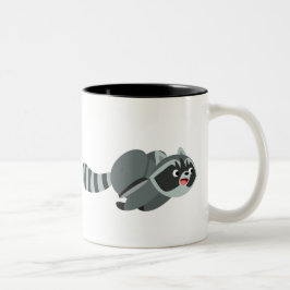 Cute Running Tecknad Raccoon Två-Tonad Mugg