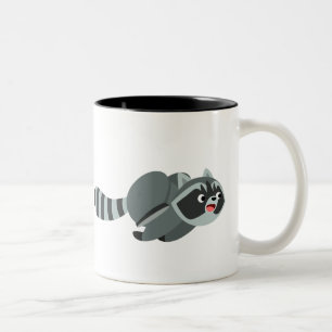 Cute Running Tecknad Raccoon Två-Tonad Mugg