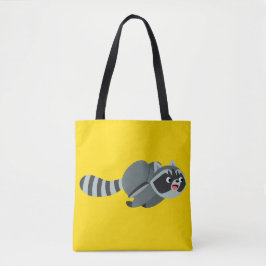 Cute Running Tecknad Raccoon Tygkasse
