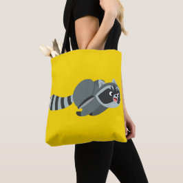 Cute Running Tecknad Raccoon Tygkasse