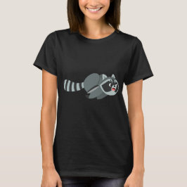 Cute Running Tecknad Raccoon Women T-Shirt