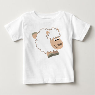 Cute Running Tecknad Sheep Baby T-Shirt