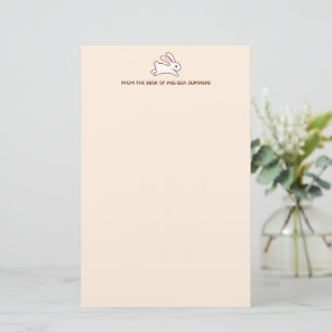 Cute Runny Bunny Rabbit Anpassningsbar Text Beige Brevpapper