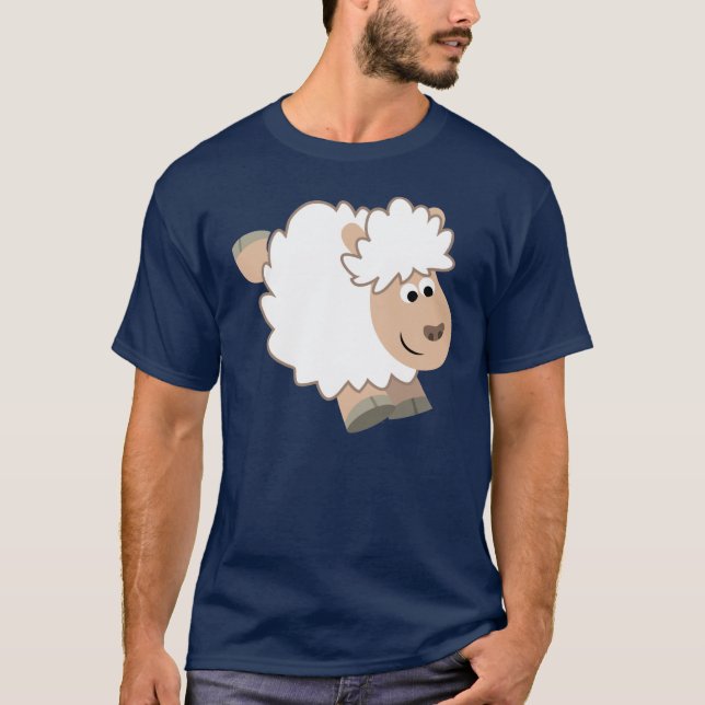 Cute RunTecknad Sheep T-Shirt (Framsida)