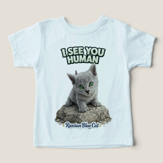 Cute Russian Blue Kitten – Cat Lover Family T Shirt (Design Framsida)