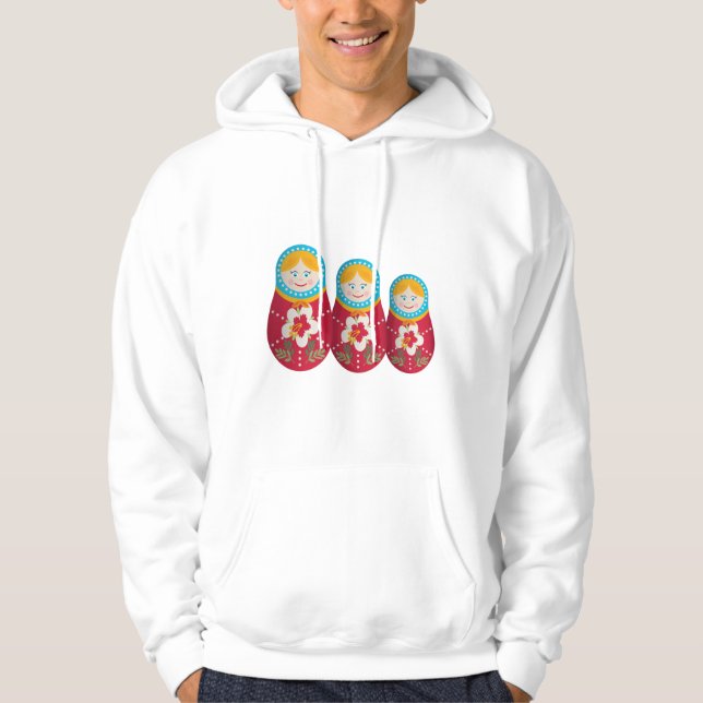 Cute Russian Nested Doll Matryoshka Graphic Hoodie (Framsida)