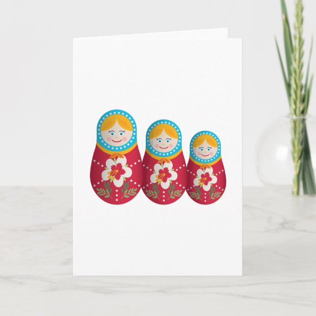 Cute Russian Nested Doll Matryoshka Graphic Kort (Framsida)