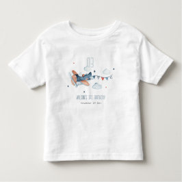 Cute Rust Navy Flygplan Cloud Stars Himlar Birthda T Shirt