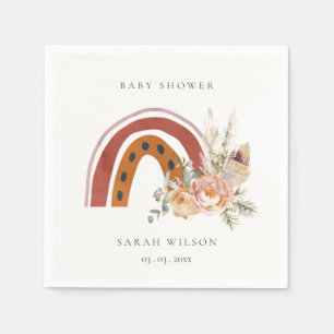 Cute Rust Orange Boho Blommigt Rainbow Baby Shower Pappersservett