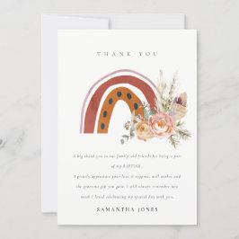 Cute Rust Orange Boho Blommigt Rainbow Kor Baptism Tack Kort