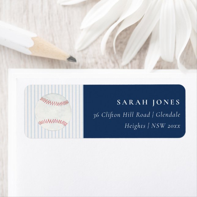 Cute Rust vår lilla Champ Baseball Adress Returadress Etikett (Insitu)