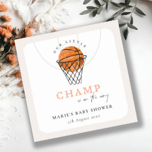 Cute Rust vår lilla Champ Basketball Baby Shower Fyrkantigt Klistermärke