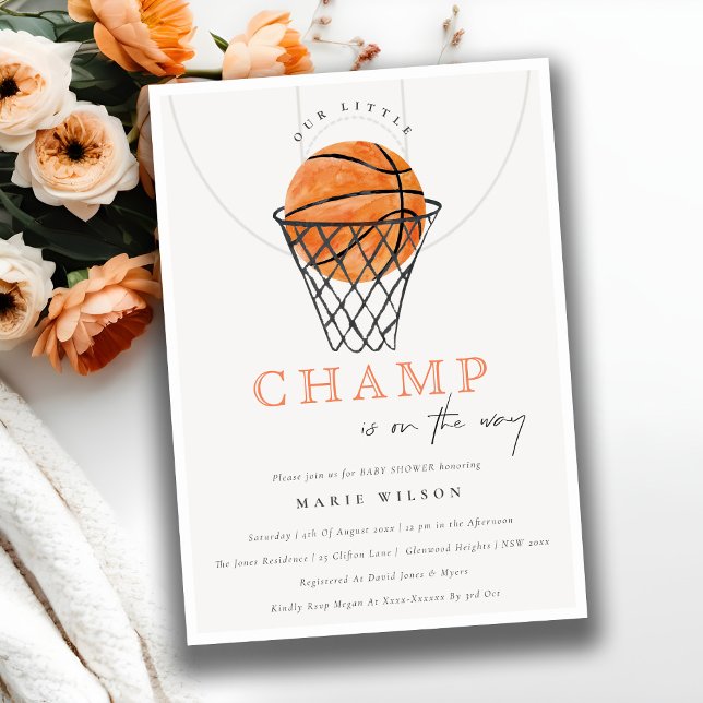 Cute Rust vår lilla Champ Basketball Baby Shower Inbjudningar (Skapare uppladdad)
