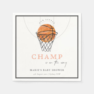 Cute Rust vår lilla Champ Basketball Baby Shower Pappersservett