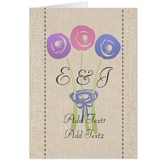 Cute Rustic Abstrakt Lilac Ro monogrammed kort (Framsidan)