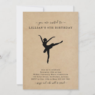 Cute Rustic Ballet Dancing Birthday-inbjudan Inbjudningar