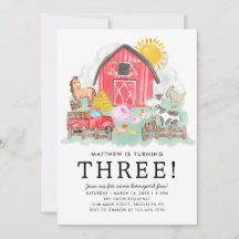 Cute Rustic Barnyard Animals Kids Farm Birthday