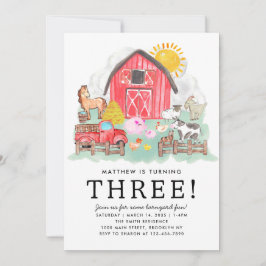 Cute Rustic Barnyard Animals Kids Farm Birthday Inbjudningar