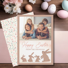 Cute Rustic Boho Bunny Glad påsk Bluting Julkort