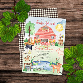 Cute Rustic Boskap Barnyard Baby Shower Inbjudningar