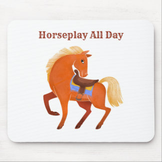 Cute Rustic Brown Horse Namn Personlig Musmatta