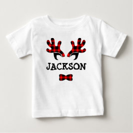 Cute Rustic Buffalo Play Reindeer Antlers Namn T Shirt