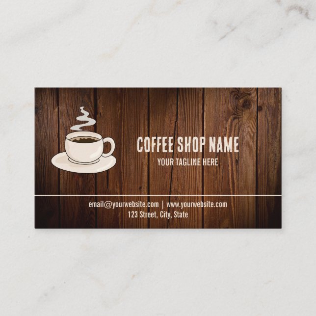 Cute Rustic Cafe Coffee Shop Rewards Loyalty Card Lojalitetskort (Framsida)
