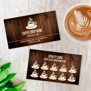 Cute Rustic Cafe Coffee Shop Rewards Loyalty Card Lojalitetskort