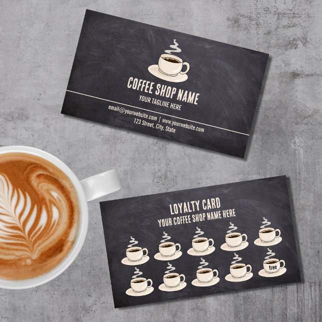 Cute Rustic Cafe Coffee Shop Rewards Loyalty Card Lojalitetskort (Skapare uppladdad)