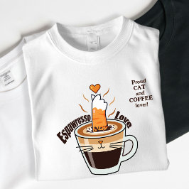 Cute Rustic Cozy Coffee and Cat Lover Funny T Shirt