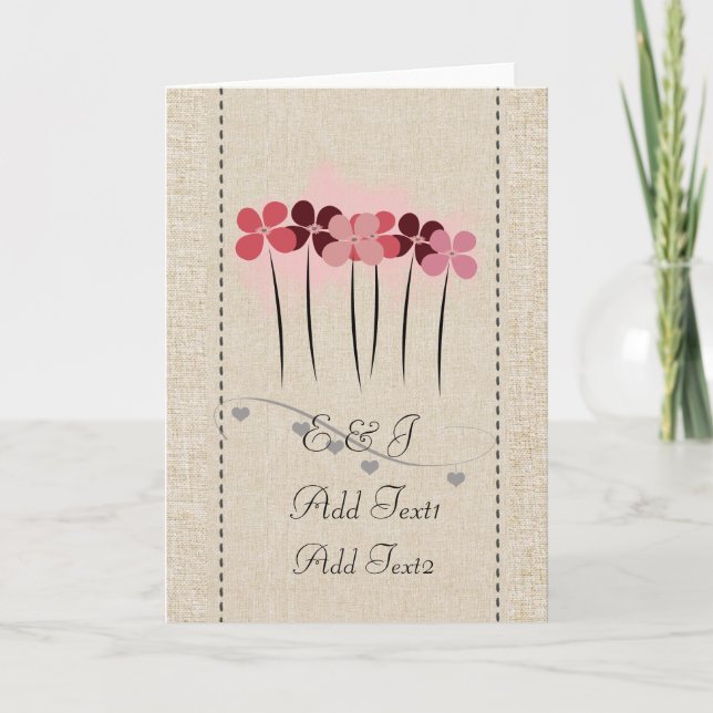 Cute Rustic Cute Rosa Flowers Monogrammed kort (Framsida)