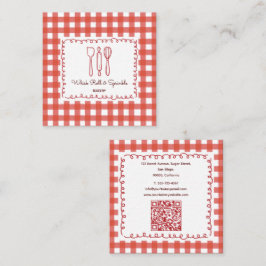 Cute Rustic Farmhouse Gingham Bakery Fyrkantigt Visitkort