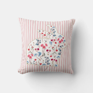 Cute Rustic Flower Påsk Rabbit Rosa Rand Kudde