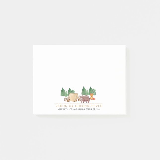 Cute Rustic Forest Woodland Animal Post-it Block (Framsida)