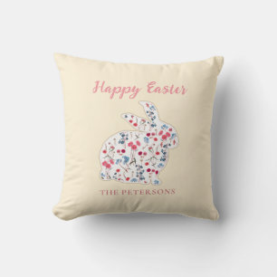 Cute Rustic Glad påsk Flower Rabbit Rosa Play Kudde