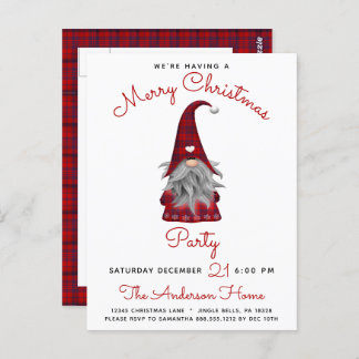 Cute Rustic God jul Gnome Party-inbjudan Vykort