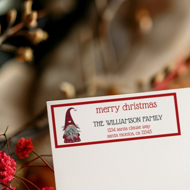 Cute Rustic God jul Gnome Returadress Etikett (Skapare uppladdad)